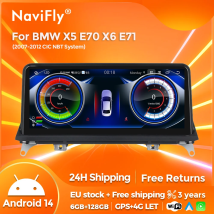 NaviFly 8-rdzeniowy Android Auto Radio samochodowe Bezprzewodowe Carplay All-in-One dla BMW X5 E70 X6 E71 2007-2014 CCC CIC System 4G+WiFi GPS BT