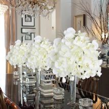 2/6pc Artificial Flowers Silk Butterfly Orchid Home Room Table Decor Wedding Outdoor Yard Garden Bridal Bouquet DIY Garland Gift