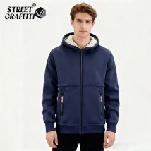 Plus Size Herren-Strickjacke mit Kapuze, Wollimitat, gepolsterte Jacke im europäischen Stil, lässig, warm, Herbst-Winter-Mantel
