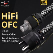YYAUDIO HIFI amplifier OFC Pure Copper Rhodium Plated UK IEC AC Female Male Power Plug Power Cable Cord Wire