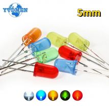 50/60/100PCS 5mm Diodo LED Bianco Giallo Rosso Verde Blu Kit assortito LED fai da te Set emettitore di luce Kit fai da te elettronico