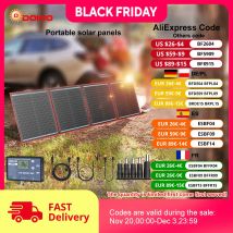 Pannello solare pieghevole flessibile portatile Dokio 100/160/200/300W 18V con kit controller 12V per la ricarica della batteria da campeggio