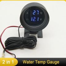 2-in-1-LED-Digital-Wassertemperatur-Spannungsmesser, Wassertemperaturanzeige, wasserdicht, für Universal, Auto, LKW, 12/24 V