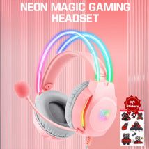 ONIKUMA Kabelgebundener Gaming-Kopfhörer mit Kopfbügel, RGB-Licht, flexibles Mikrofon, Gaming-Headset, Computer-Kopfhörer mit Kabel für PC-Gamer, PS5 X26