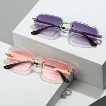 Rimless Square Metal Sun Glasses Women Men Fashion Luxury Sun Glasses Beach Travel Eyeglasses Lady Man UV400 Protective Glasses