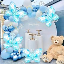 4 stücke bunte blaue Schmetterlings ballons geeignet für Schmetterlings themen partys, Hochzeiten, Geburtstage, Baby partys, Geschlecht enthüllt