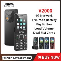 UNIWA V2000 2,4 Zoll 4G Mode Tastatur Telefon 0,3 MP Kamera Große Taste 1700 mAh Englisch Russland Tastatur Funktion Telefone für ältere Menschen