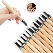 12-teiliges professionelles Holzschnitz-Meißel-Messer-Handwerkzeug-Set für grundlegende detaillierte Schnitzerei, Holzarbeiter, Gouges