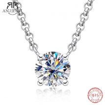 AnuJewel D Color 1ct 2ct Moissanite Diamond collana con ciondolo placcato oro 18 carati per le donne regali di anniversario all'ingrosso