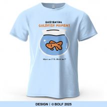Goldfish Moment Whimsical Printed Men's T-Shirt 100% Cotton Introspective Graphic Tees for Women Tops Tees Casual Streetwear