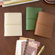 A7 Retro-Pu-Lederbinder, 6 Ringbücher mit 45 Blatt PU-Clip-on-Notizbuch, Kunstleder, lose Blätter, Notizbuch, Tagebuch