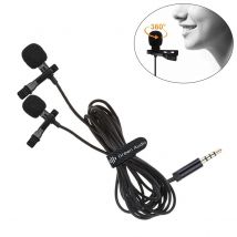 Professional Dual Mini Lavalier Microphone 3.5mm Mini Collar Clip Microphone Mic Studio Lapel Condenser Smartphones Microphone