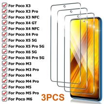 3PCS Vetro di Protezione per Poco X3 X4 GT X5 X6 Pro NFC 5G Protezione Dello Schermo per Xiaomi Poco M6 M5 M5S M4 M3 M2 Pro Pellicola di Vetro