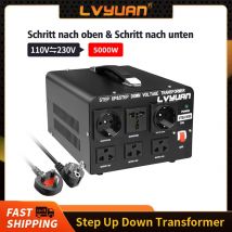 Lvyuan Convertitore di tensione trasformatore step up down 1000/2000/3000/5000 VA con 4 prese CA e jack USB per elettrodomestici