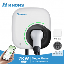 Stazione di ricarica Khons Type2 EV Caricatore EV da 7 kW 32A Stazione di ricarica per veicoli elettrici Wallbox monofase IEC62196 con controllo app