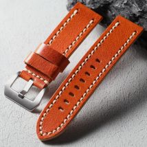 Handgefertigtes orange-gelbes 20MM 22MM 24MM 26MM dickes Lederarmband mit Retro-Faltung und ohne Zwischenschicht, geeignet für PAM mechanisch