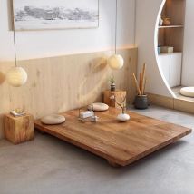 Natürliche japanische Massivholz-Tatami-Log-Stil-Restplattform, einfaches Bett, Hotel, moderne, bodenstehende Homestay-Möbel für Zuhause