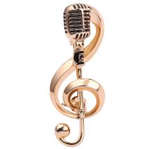 Fashion Microphone Music Note Brooches For Women And Men Gifts Gold Color Lapel Pin Men Backpack Bags Badge Kids Gifts