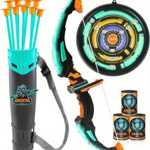 JOYFY Kids Bow and Arrow Set LED Light Up Archery Toy Set with 9 Suction Cup Arrow for Kids Indoor Outdoor Hunting Play Gift Toy