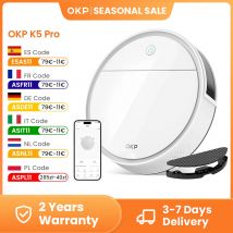 Aspirapolvere robot OKP K5P, 5000 Pa, 180 minuti, WiFi/App, design sottile, ricarica automatica, perfetto per pavimenti duri, peli di animali domestici, tappeti