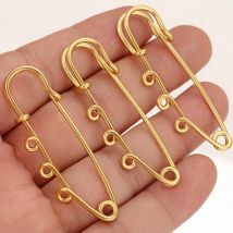 5pcs Stainless Steel 50mm Big Safety Pins with Jump Rings for Clothes Sewing Brooch DIY Craft Findings Jewelry Making Supplies