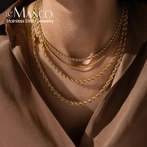 e-Manco 2/3/4/5 MM 316 Seil Kette Halskette Edelstahl Nie Verblassen Wasserdicht Halsband Männer Frauen Schmuck Gold Farbe Ketten Gif