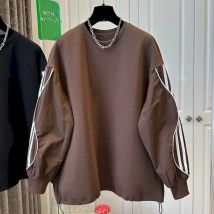 Hoodies für Frauen Langarm Übergroßen Oansatz Sweatshirts Vintage Ästhetischen Koreanischen Stil Streifen Design Casual Herbst Frauen Tops