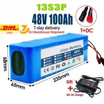 2025 Nuovo pacco batteria agli ioni di litio 48V 100Ah 2000W 13S3P DC/T adatto per motori 48V con caricabatterie BMS + 54.6V