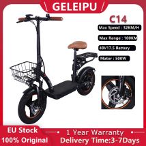 GELEIPU C14 Elektroroller 500W Motor 48V17,5Ah Akku 32KM/H Höchstgeschwindigkeit 14*2,5 Zoll Reifen 100KM Reichweite E-Scooter für Erwachsene