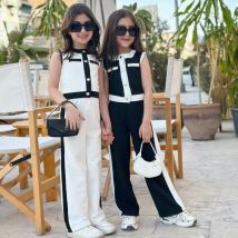 2025 Kinder Mädchen Sommer Outfits Baby Mädchen Kleidung Ärmelloses Top + Hose Set Kinder Kleidung Für Outdoor Für 2 3 4 5 6 7 Jahre