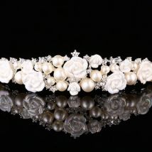Luxus Perle Blume Krone Strass Tiaras Und Kronen Für Frauen Prom Pageant Braut Hochzeit Haar Zubehör Schmuck Diadem