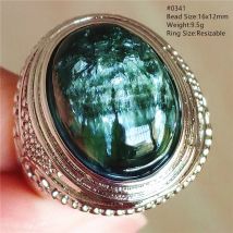 Natürlicher grüner Seraphinit-Ring für Damen und Herren, großer Clinochlor-Seraphinit, verstellbarer Ring, Edelstein, oval, 925er Sterlingsilber, AAAAAA