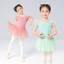 Mädchen rosa Ballett Kleid niedlichen Tanz Trikot mit Rock Kinder Ballett Trikot mit Tutu Baumwolle Gymnastik Bodysuit Ballerina Outfit