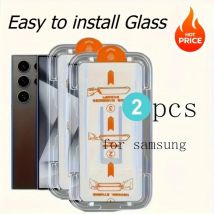 2 pezzi installazione senza polvere HD vetro temperato per Samsung S25 Ultra S23 Plus S24 Ultra S21FE S22 Ultra S24FE S25 Edge S23FE pellicole