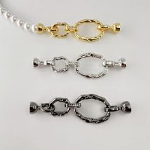 1 Stück verkupfertes 18-Karat-Gold 8-Zeichen-Oval-Verbindungsverschluss-Zubehör DIY Perlenkette Armband Schmuckherstellung Materialien