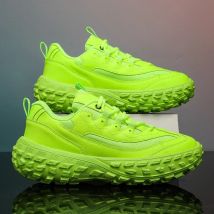 Beleuchtete grüne dicke Sohle, modisch, bequem, rutschfest, lässig, Herrenschuhe, Herbst, neue Herren-Turnschuhe, atmungsaktiv, einfarbig, Schuhe