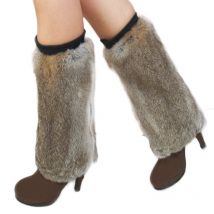 HSPL 2024 Fashion Hot Sale Genuine Rabbit Fur  Full Pelt Leg Warmer Women in winter Warm Winter Female Knee Pads Knee Brace