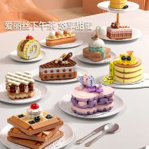 DIY MOC Kuchen Waffel Toast Schokolade Shuflei Schweizer Rolle Eis Knusprige Tarts Bausteine Modell Ziegel Kinder Sets Kits Spielzeug