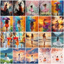 SDOYUNO-Einfaches Malen nach Zahlen Mädchen Back Dance Diy Set Pinsel Malen nach Zahlen Bild Zeichnung Leinwand Kunst Öl Set