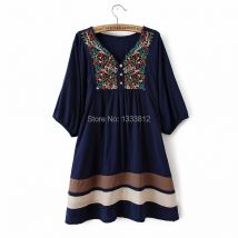 2023 Frauen Sommer bestickt ethnischen Stil Nähte lose halbe Ärmel weibliche Baumwolle lange Bluse Blusas Femme