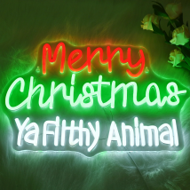 Frohe Weihnachten Neon Schild USB dimmbar Ya Filthy Animal Light Up Schild Wanddekoration für Wohnzimmer Bier Bar Spielzimmer Hotel Geburtstag Pa