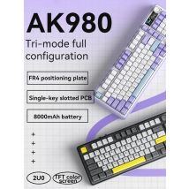 AJAZZ AK980 Mechanical Keyboard, 2.9cm TFT Screen, Volume Knob, 98-Key Gasket Structure, RGB Lighting, Hot-Swappable FR4 PCB