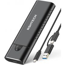 RSHTECH M.2 NVMe SSD-Gehäuse 10 Gbit/s NVMe SATA SSD Caddy für B+M Key M.2 SSDs Aluminium USB 3.2 Gen2 Externe NVMe-Gehäuse