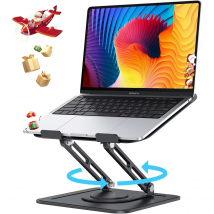 Jomaa faltbarer Laptop-Ständer aus Metall, ergonomisch verstellbarer Schreibtischhalter, Notebook-Ständer mit 360-Grad-Drehsockel für Komfort