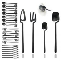 8 Personen Schwarzes Geschirr-Set aus 304 Edelstahl, Küchendekoration, Löffel, Gabel, Messer, Geschirr, mattes Besteck, Party-Bar-Besteck-Set