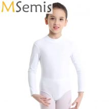Body da balletto di base per bambini, dolcevita a maniche lunghe, per ragazze, ginnastica, spandex, pagliaccetto per bambini, costumi di danza