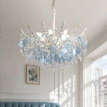Nordic Romantic Blue Shell Crystal Pendant Bedroom Light Modern Light Luxury High Wedding Bedroom Light Lustre Ceiling chandelie