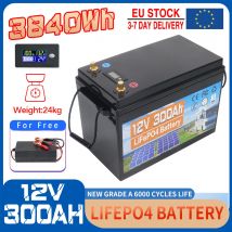 Batteria al litio ferro fosfato 12V 600Ah 300Ah 200Ah 150Ah 120AH LiFePO4 BMS integrato 6000 cicli per camper solari per carrelli da golf