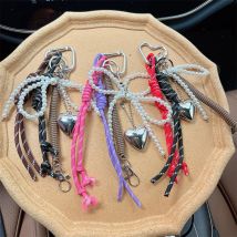 2024 Handmade Bread Letter Milk Tea Keychain Woven Rope Sausage Dog Bag Pendant Car Phone Accessory Christmas Couple Girl Gift