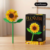 Set di fiori in blocchi di micro-particelle, decorazione floreale fai-da-te, adatto per decorazioni da scrivania e accessori per la stanza.